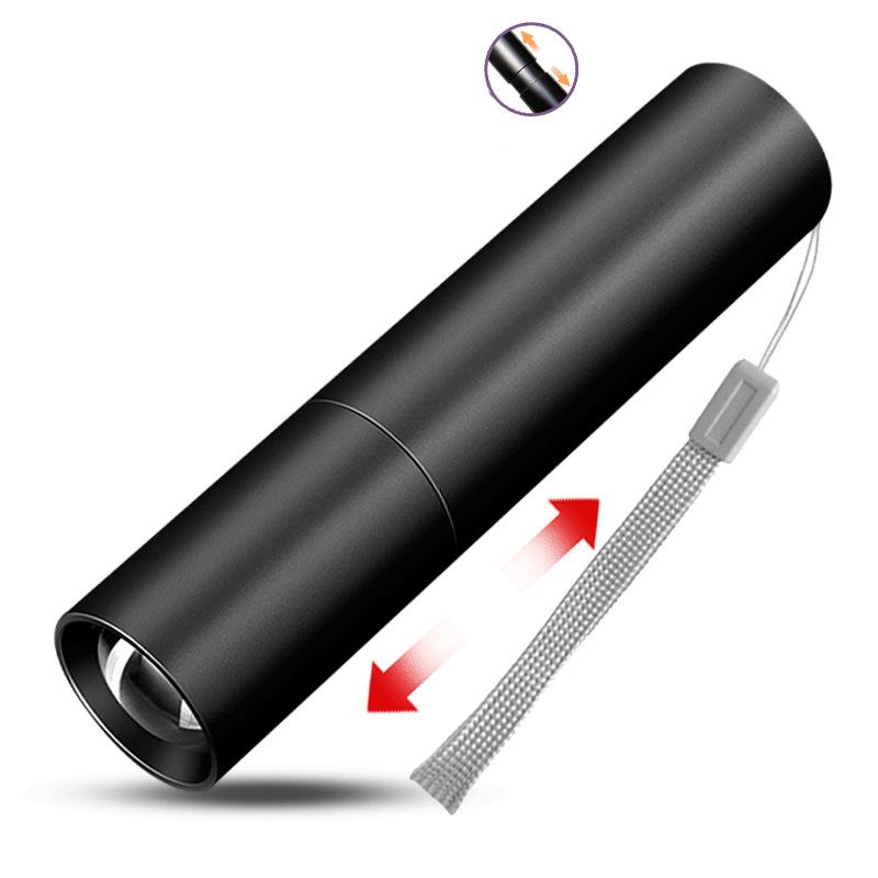 Мини-телескопический зум-фонарик 3 режима света, USB-перезаряжаемый, водонепроницаемый, мощный, для улицы, портативный фонарь