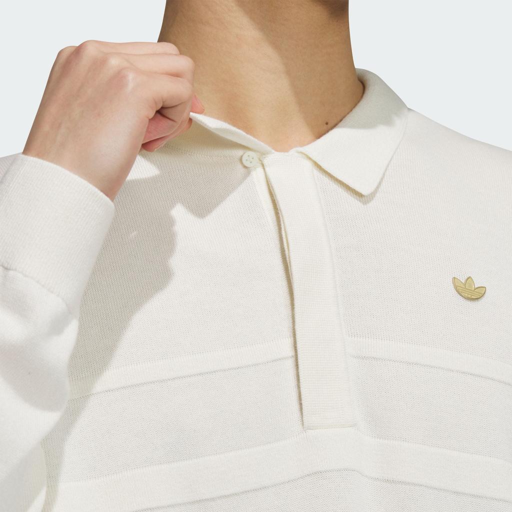 Adidas Originals PREMIUM LONG SLEEVE POLO SHIRT Polo Shirt Men's Jade White JD5806