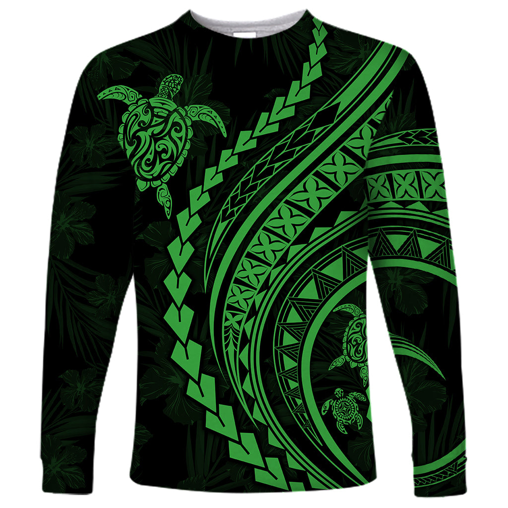 2024 New Men's Polynesian Long-sleeved T-shirt 3D Printed Turtle Hibiscus Luxury Print Men's Autumn Tops Casual Round Neck