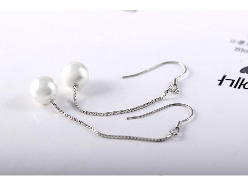Серебряные серьги-продевки 925 пробы с жемчугом и кристаллами: Корейские модные украшения в трех стилях