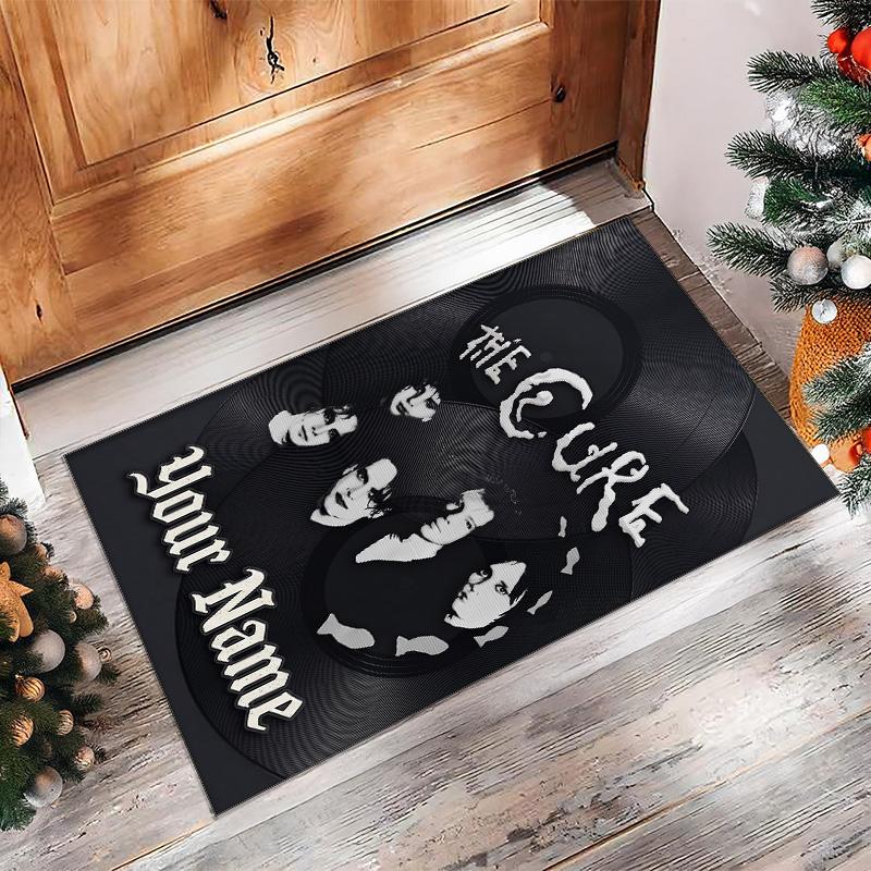 The Cure Crystal Velvet Rug, Custom Name Text Personalized Non‑Slip Floor Mat for Home Decor Gift
