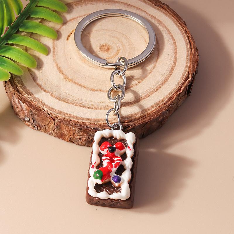 Cute Resin Simulation Food Keychain Cookies Chocolate Key Ring for Car Key Holder Handbag Pendant DIY Jewelry Gifts