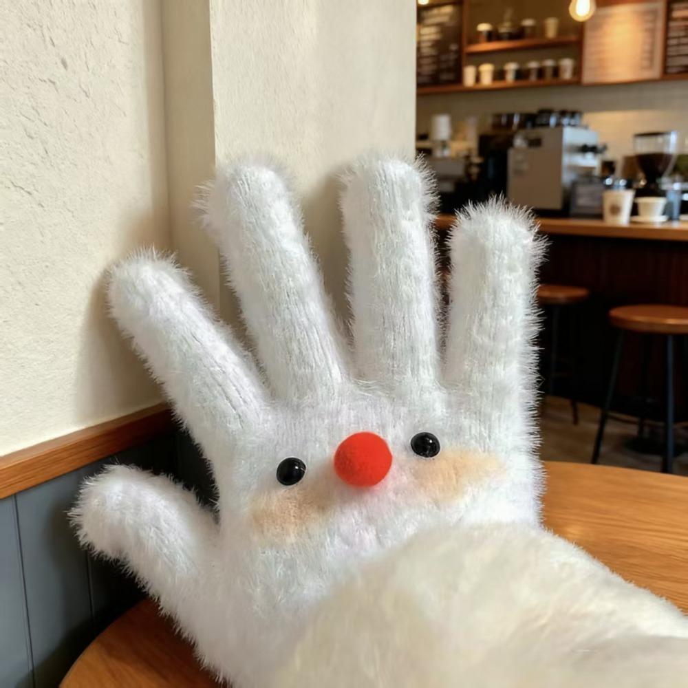 Cycling Coral Velvet Gloves Warmer Plush Gloves Cute Star Plush Gloves Women