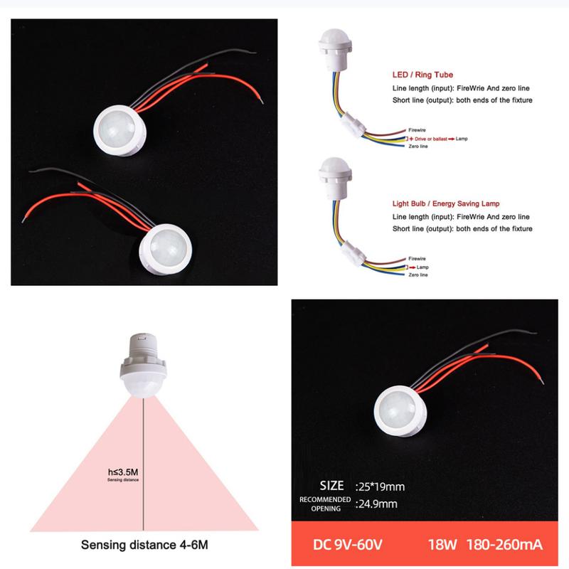 9V-60V 110V-220V LED Sensitive Night Light Home Indoor Outdoor Infrared Light Motion Sensor Detection Automatic Sensor Switch