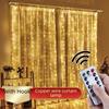 3x3m LED Copper Wire Curtain Lights, USB-Powered, 8-Function Remote, Waterproof, Outdoor Christmas Decoration