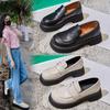 Leather Loafers Women's 2025 Spring New Women's Platform One-pedal Single Shoes Women's Casual Small Fragrant Women's Shoes Tide