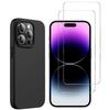 Black Case for iPhone 15 PRO and 2 Tempered Glass Screen Protector Phonillico®