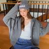 Sweater woman, autumn and winter casual versatile lazy hooded jacket loose short zipper cardigan top