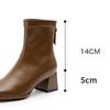 Fashion Square Toe Women Ankle Boots Flock Stretch Shoes Thin Mid Heels Black/brown/beige Back Zipper Dress Sock Boots Woman Size 34-40
