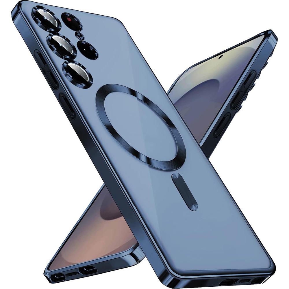 Роскошный Силиконовый Чехол С Блестками и Покрытием Для Samsung Galaxy S25 Edge S24 S23 S21 Fe S22 Ultra Plus Магнитный Magsafe Мягкий Прозрачный Чехол