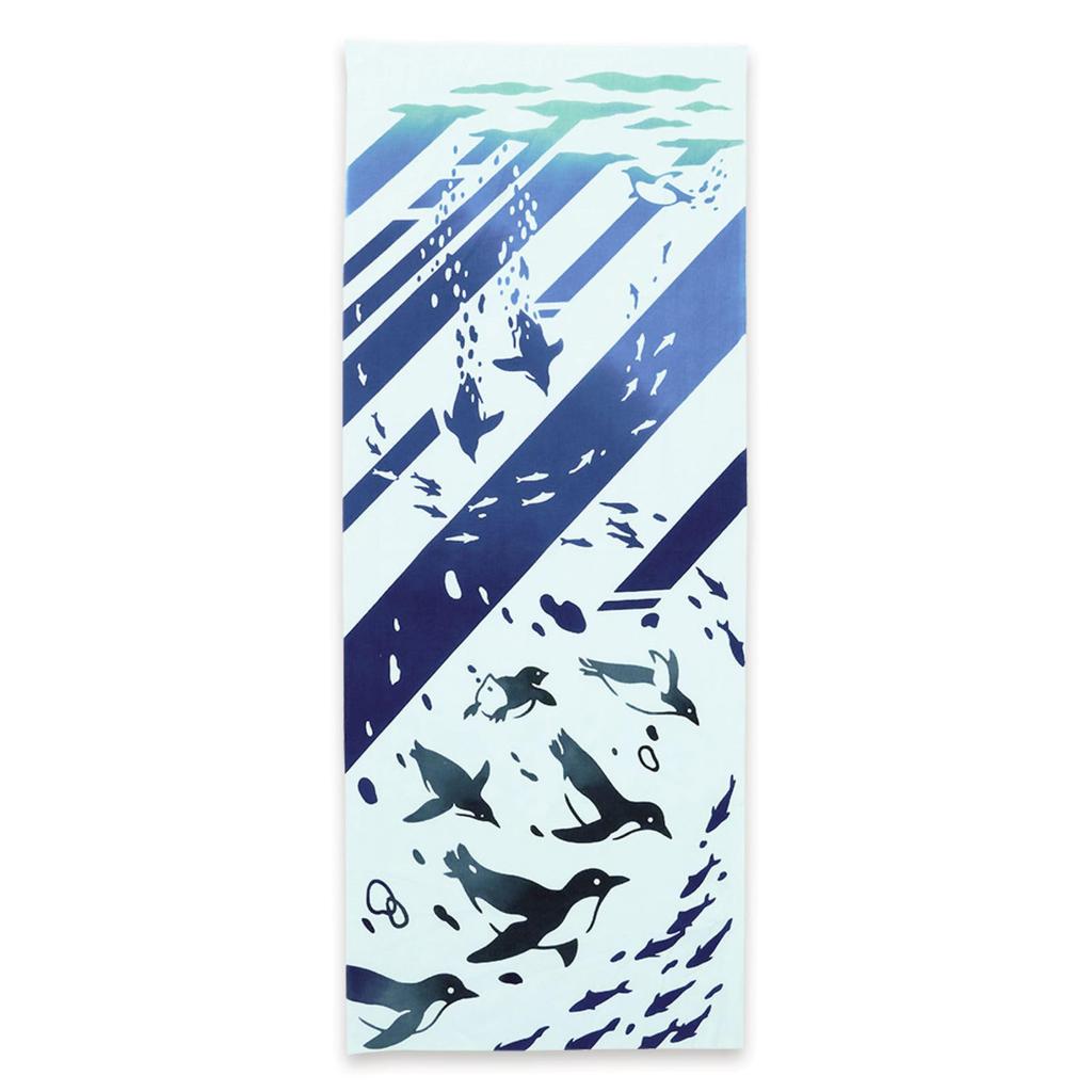 Miyamoto Towel Kenema Tenugui Hand Sea Penguin Made In 35 X Product Number 50219 Towel, Design, Japan, Blue, Approx. 90cm,