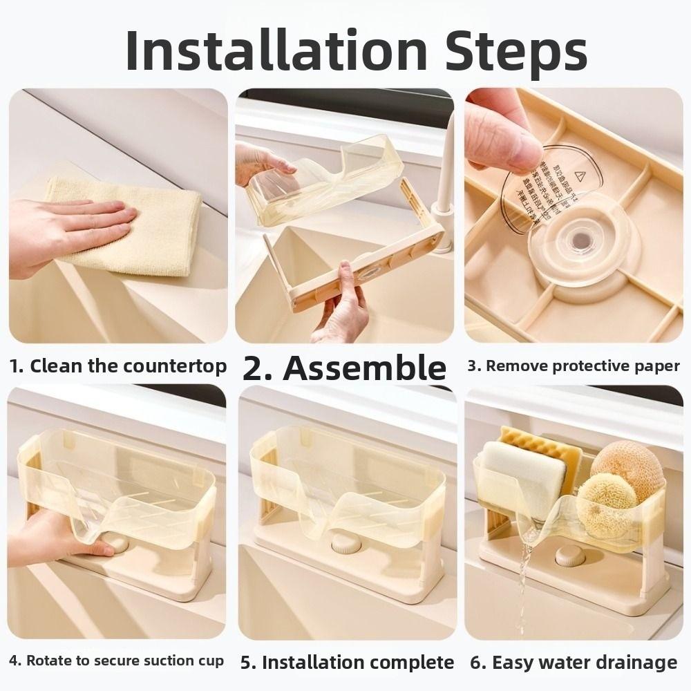 Suction Cup Kitchen Sink Storage Rack Save Space Quick Dry Sponge Self-draining Tray Waterproof Automatic Drainage