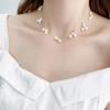 925 Sterling Silver Multilayer Natural Baroque Pearl Choker Necklace for Women Simple Style Handmade DIY Wedding Party Jewelry Gift