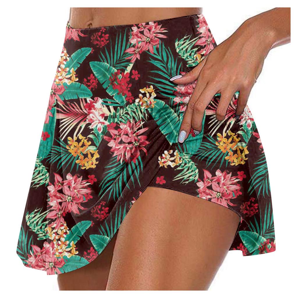 Women's Athletic Stretchy Pleated Tennis Skirts Run Yoga Inner Shorts Elastic Sports Golf Skorts