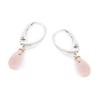 [R3820] - Silver 'Meghan' Silver Rose Quartz Ear Studs (rhodium) - 10x5mm