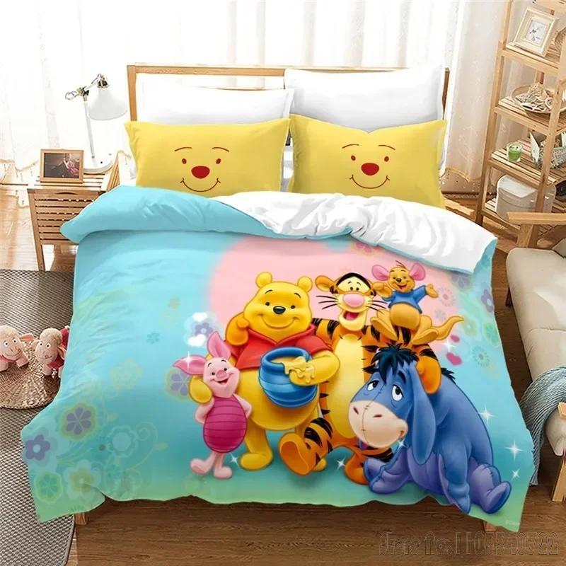 Winnie The Pooh Piglet Honey Pot Cartoon Duvet Cover Set HD Comforter Cover for Kids Bedding Sets Bedclothes Bedroom Decor
