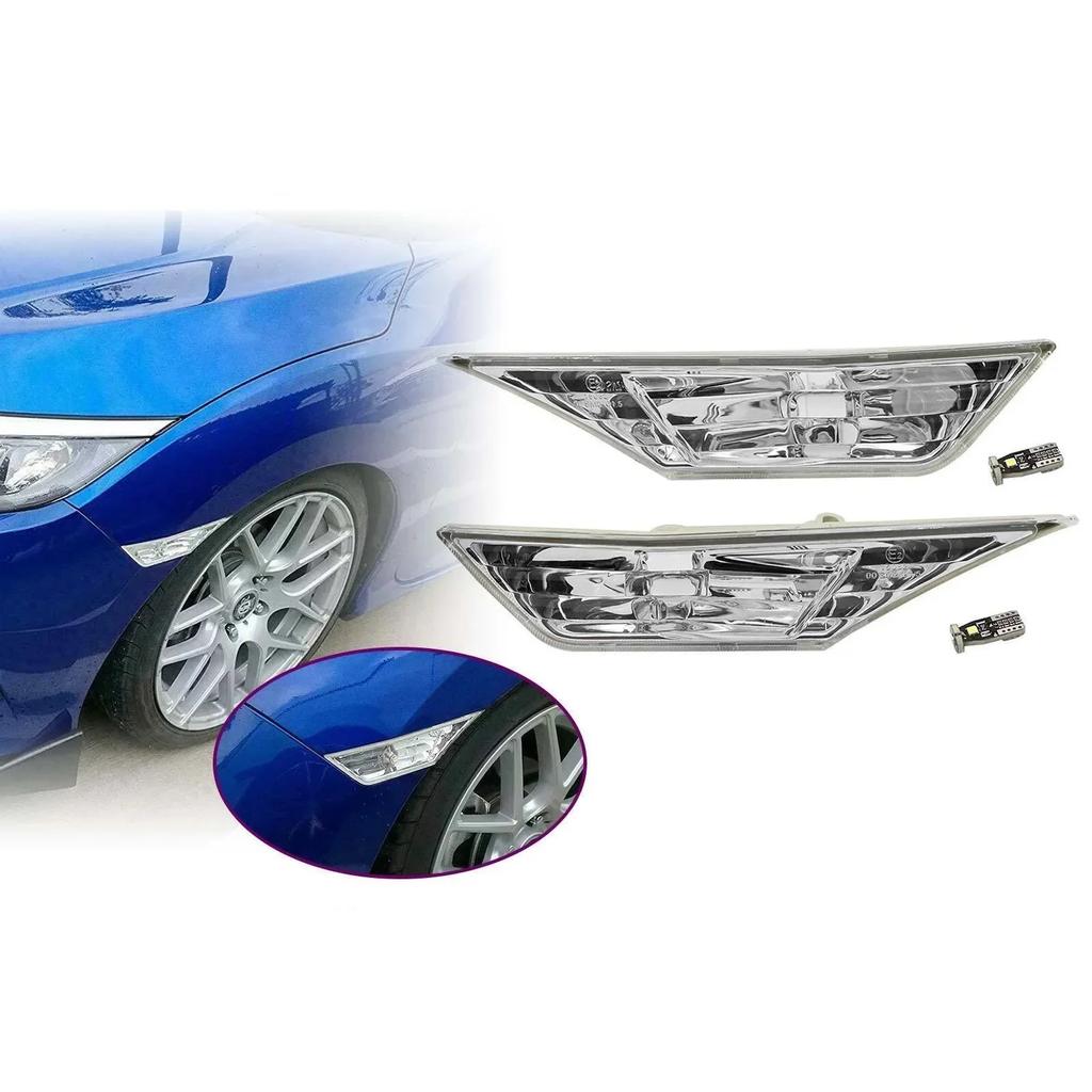 2pcs Car Turn Signal Light for Honda Civic 2016-2025 IP68 Waterproof Turn Signal Width Light Modified Black with LED Bulb