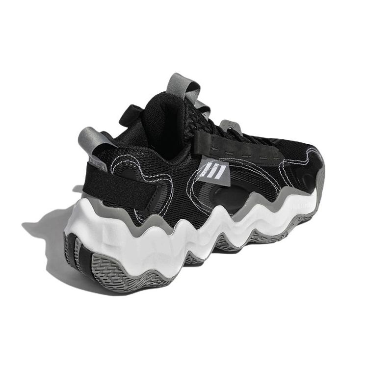 Adidas Экспонат B Круглый носок Удобная амортизация Нескользящие Износостойкие Поддержка Низкий верх Баскетбольные кроссовки Унисекс кроссовки Черный Серый GZ9551