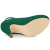 Allegra K Women's Green Round Toe Stiletto Heel Pumps with Ankle Strap, Size 24.5cm
