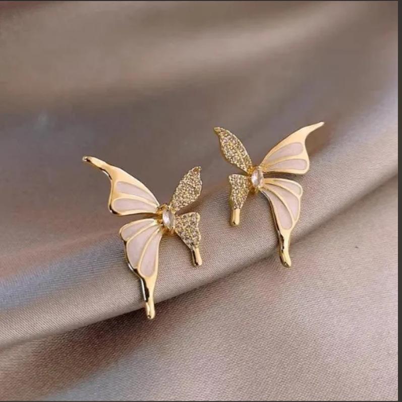 1 пара серег-бабочек, элегантные, легкие и роскошные маслянистые серьги-бабочки, высококачественные серьги, нишевые цирконовые серьги в стиле супер феи