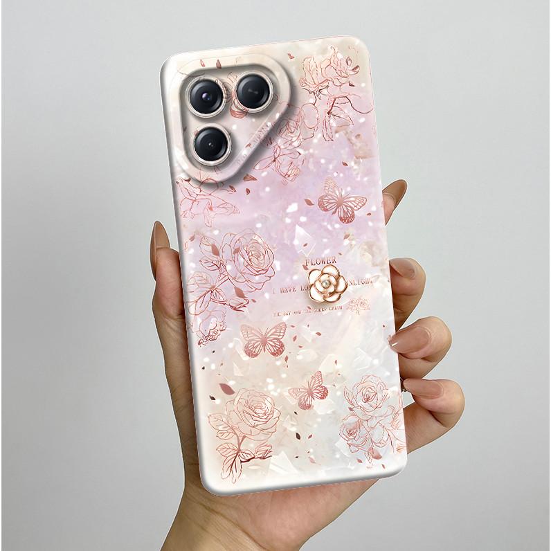 Чехлы Для Tecno Pova 7 Neo Чехол Эстетичный Цветок Бабочка Чехол для Телефона Жидкий Силикон Мягкий Бампер Ударопрочный Корпус 6,78 дюйма