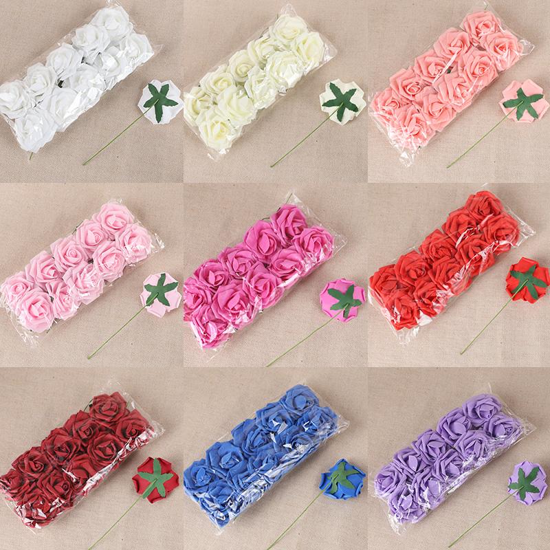 20Pcs Rose Artificial Flowers With Stem Foam Fake Roses Wedding Bouquet Centerpieces Decoration Birthday Party DIY Gift Craft