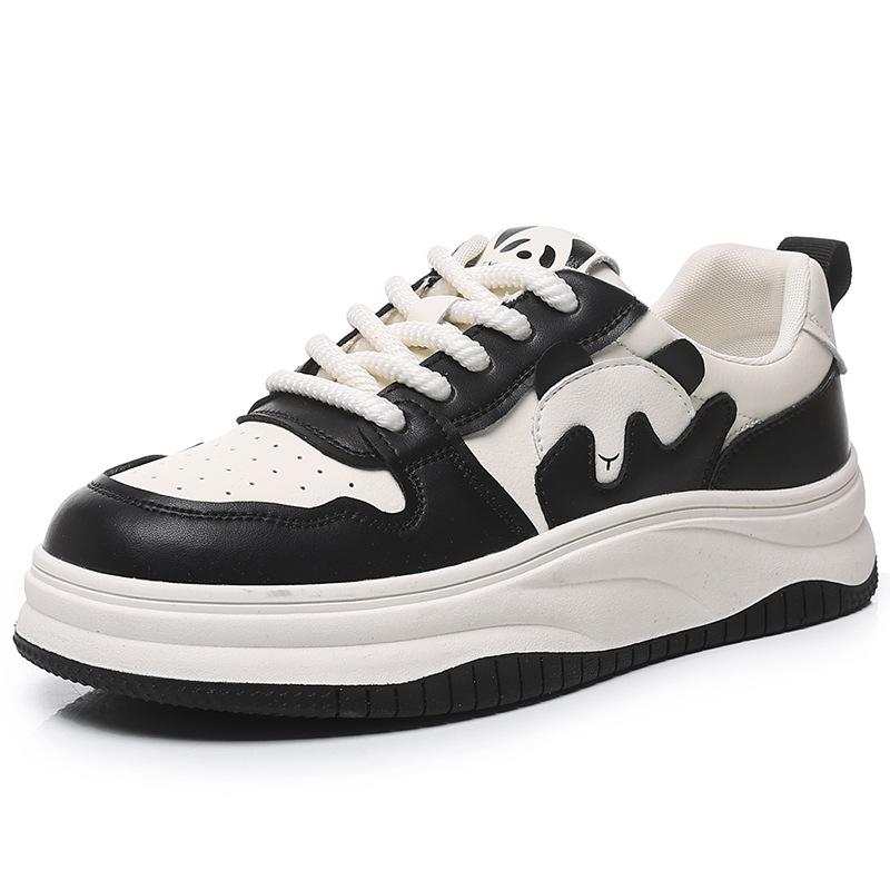 Leather platform women's new spring platform panda shoes in 2026, sports and leisure versatile board shoes