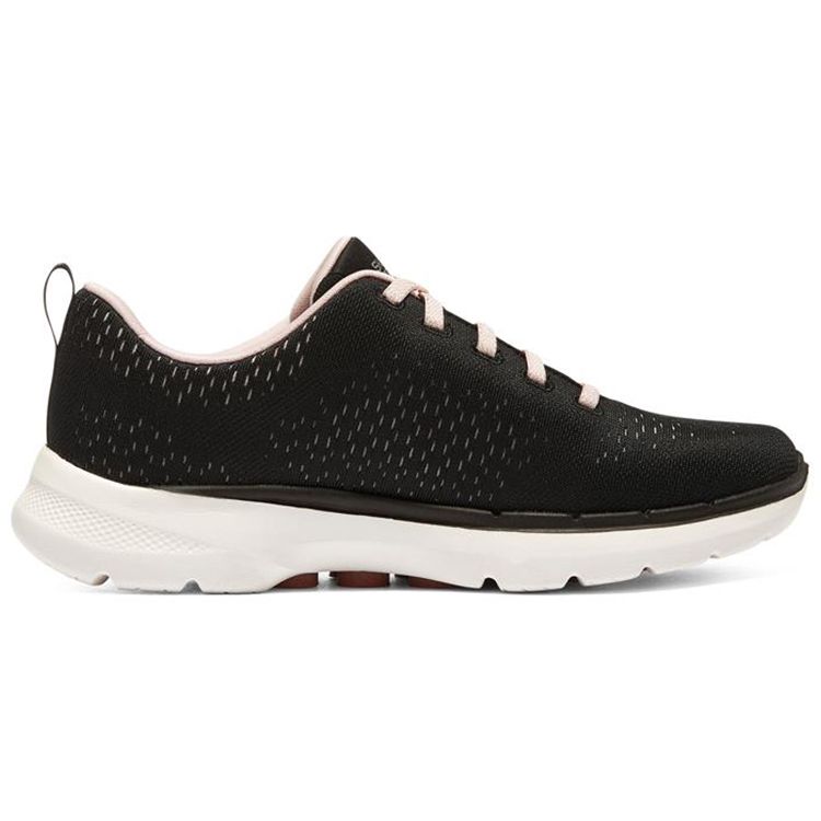 Skechers Go Walk 6 Сетчатые Удобные Универсальные Низкие Повседневные Кроссовки Женские Черный Розовый 124524-BKLP