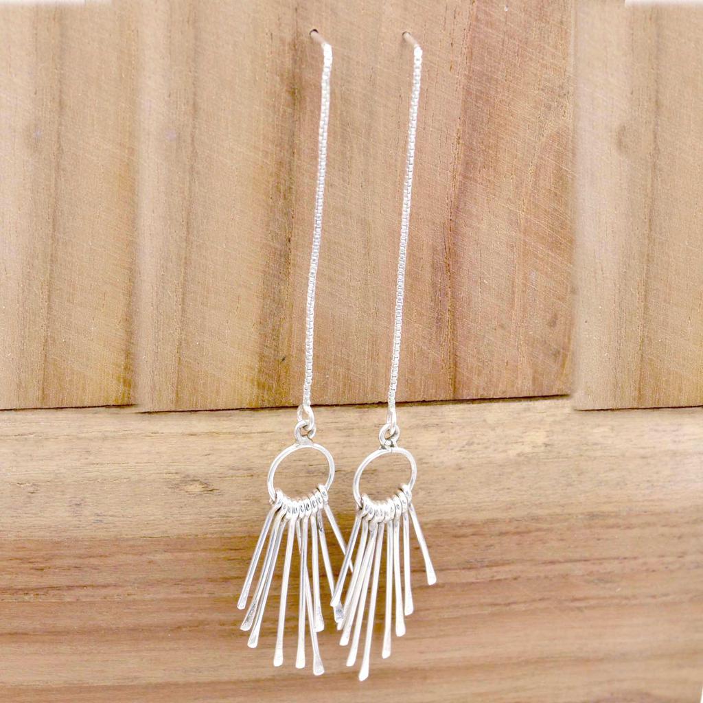 Женские серьги из серебра 925 пробы с кисточками, этнические серьги ручной работы с бахромой