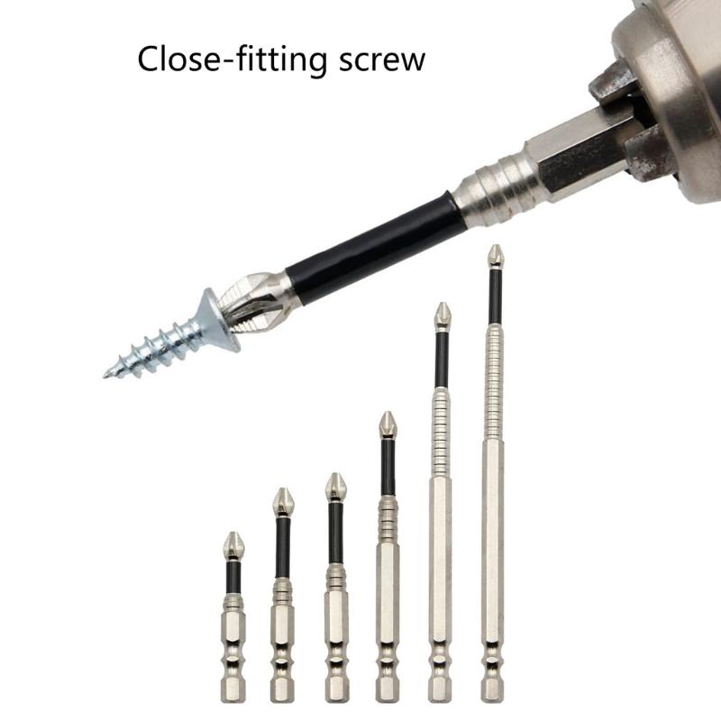 5Pcs 50-150mm Crosses Magnetic Screwdriver Bit Alloy Steel AntiSlip Long Drill Bits Impact Resistance Waterproof Bits
