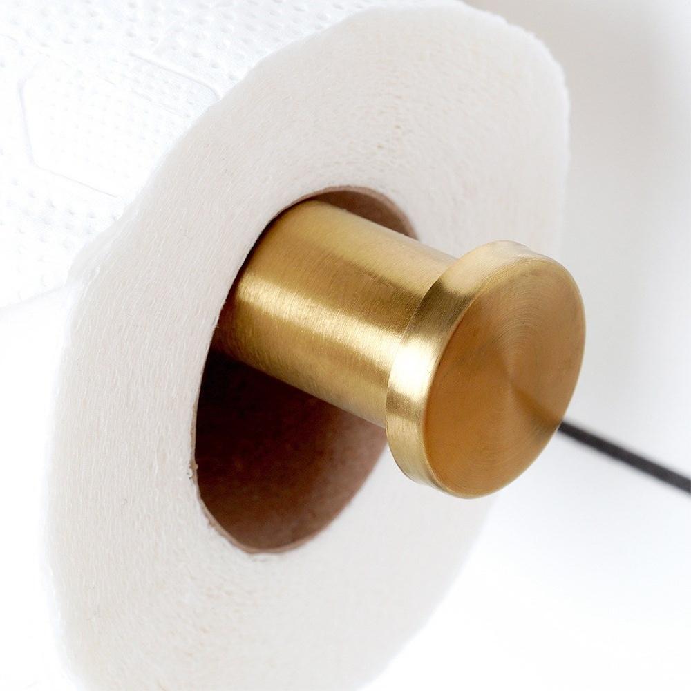 Toilet Paper Holder Wall Mounted Self-Adhesive Bathroom Hanger Gold
