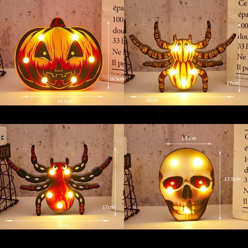 Colorful Halloween Decoration Led Lights Lantern With Bat Skull Pumpkin And Spider Designs