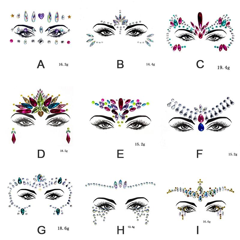 3D-наклейки для лица, татуировки, сексуальный макияж, вечерние блестящие женские украшения для лица