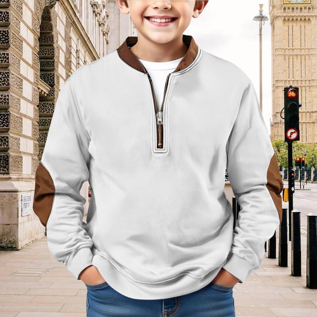 Детский свитшот для мальчиков, рубашки с длинным рукавом, однотонная повседневная рубашка-пуловер, одежда для улицы на осень для мальчика-подростка