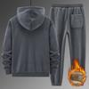 Зимний кашемировый и плотный костюм мужской комплект с капюшоном и хлопковыми штанами для отдыха и спорта теплый спортивный костюм