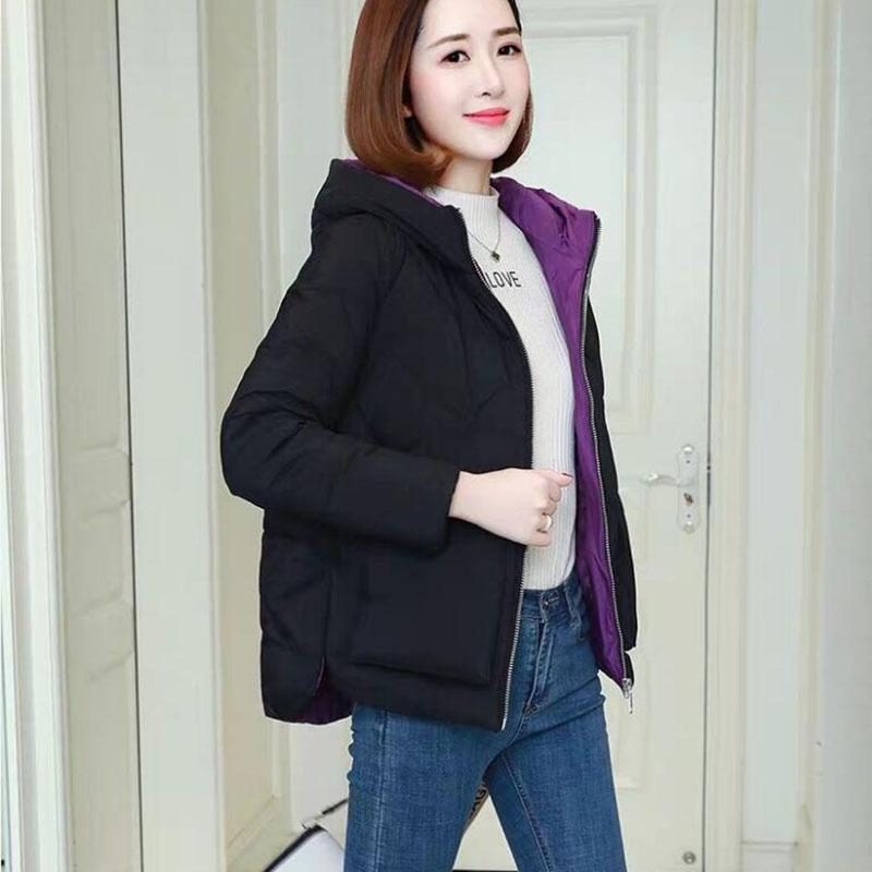 Solid Hooded Parka Coat Women Short Cotton-padded Coats Winter  Oversize Parka Jacket Thick Cotton Jacket Outwear
