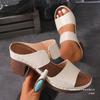 New Summer Slope Heel with Fish Mouth Slippers Women's Foreign Trade Fashion Large Size Thick Heel Beach Sandals Spot