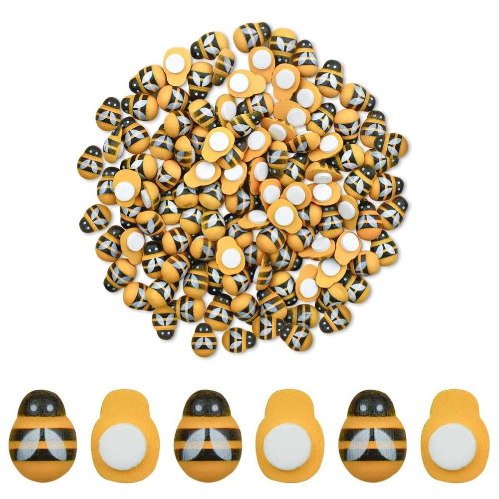 150pcs Bumblebee Shaped Tiny Wooden Bees Decor Self-Adhesive Wood Bumblebee DIY Craft
