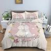 Gifts Cute Bunny Printing Polyester Duvet Cover Set HD Comforter Cover for Kids Bedding Sets Bedclothes Bedroom Decor