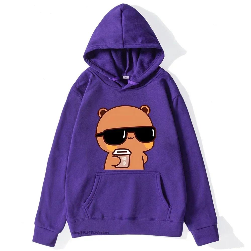 Парные толстовки с капюшоном Bubu Is Watching Movie with Dudu Толстовки с рисунком Милый женский свитер с рисунком Kawaii Top