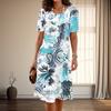 Women's Fashion Graceful Magnificent Print Summer Spring Short Sleeve O-Neck Casual Dresses