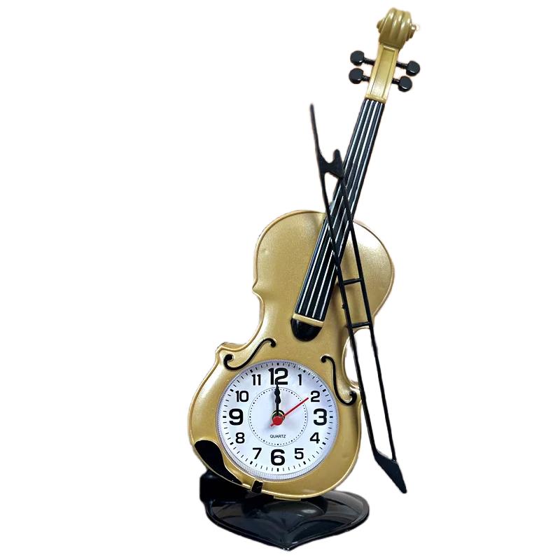 Скрипка Будильник Креативные Часы Музыкальный Инструмент Форма Настольные Часы Гостиная Декор День Рождения Фестиваль Подарки Спальня Аксессуары