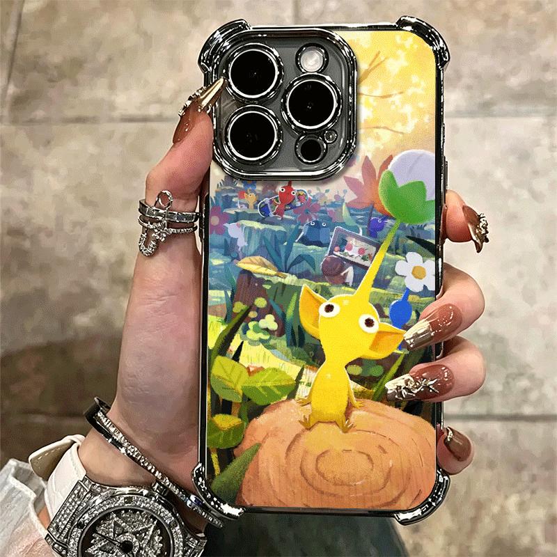 P-Pikmins Cute Game Soft Phone Case For iPhone 15 16 17 Air 14 Pro Max 16E Plus 13 12 Mini Plating Anti-Fall Fundas