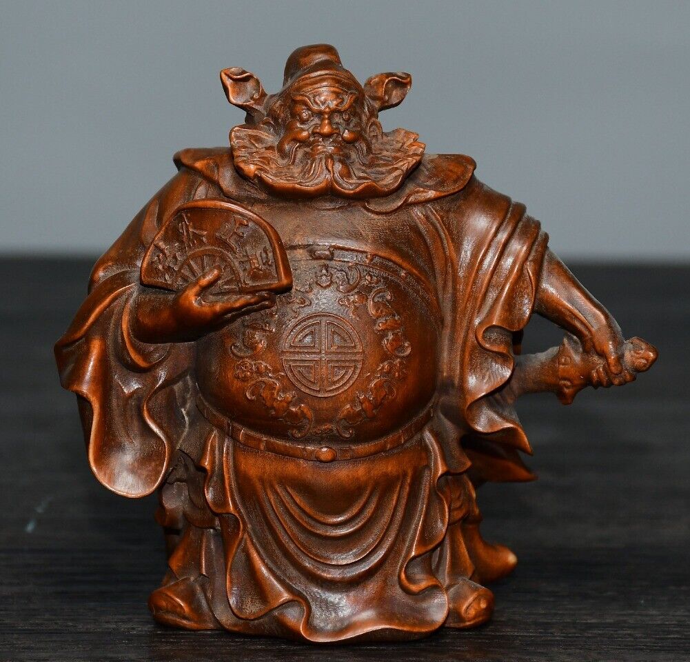 Chinese Natural Boxwood Carved Exquisite Figures Statue Wooden Figurines Art
