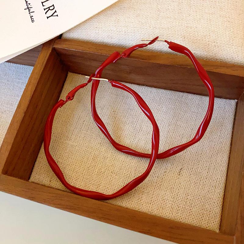 Серебряная игла Красные геометрические серьги-гвоздики Ankara женские корейский ins модный дизайн серьги высококачественные изысканные серьги