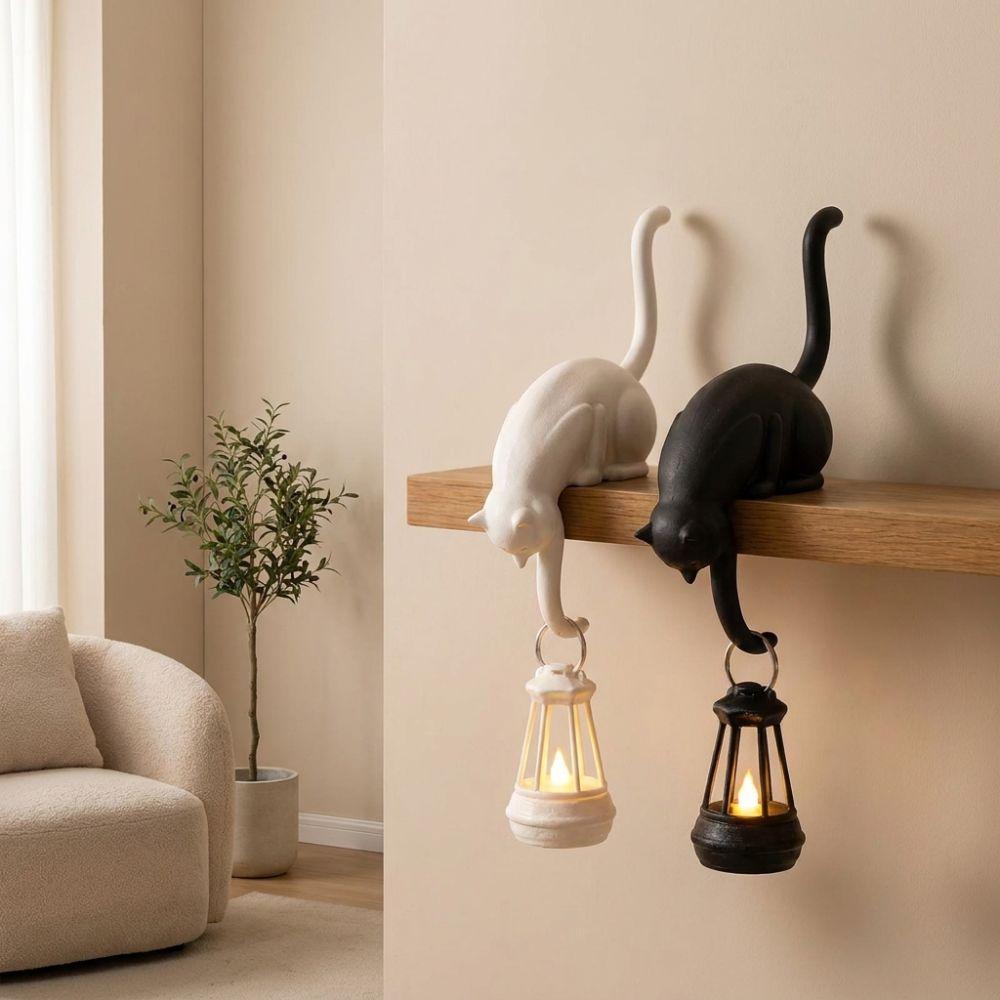 Cute Figurine Cat Wall Hook Light 3D Printed Cat Hanging Hook Lovely Cat Decor Lamp Bedroom
