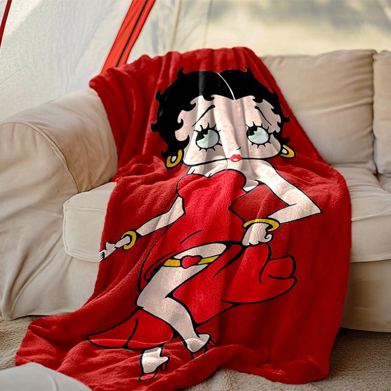 1pc Betty Boop Blanket, Cozy Valentine's Day Blanket, Multi-functional Nap Blanket Available Throughout the Four Seasons