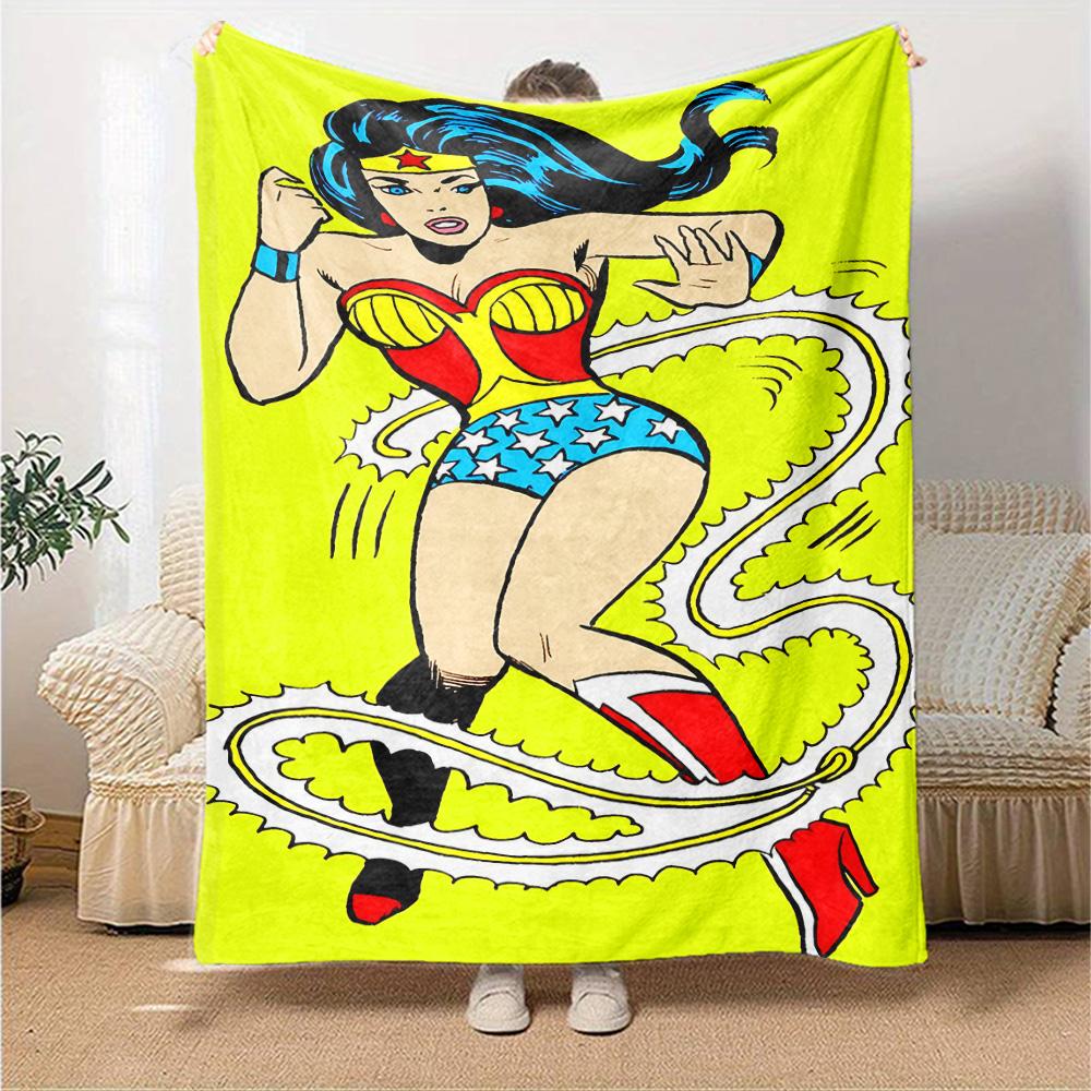 Wonder Woman Action Flannel Blanket Super Soft Warm Cozy Blanket For Sofa Bed Office Travel Allseason Home Decor Gift