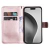 For iPhone 16 Pro Max Case Solid Color Leather Mobile Cover Wallet Stand with Strap