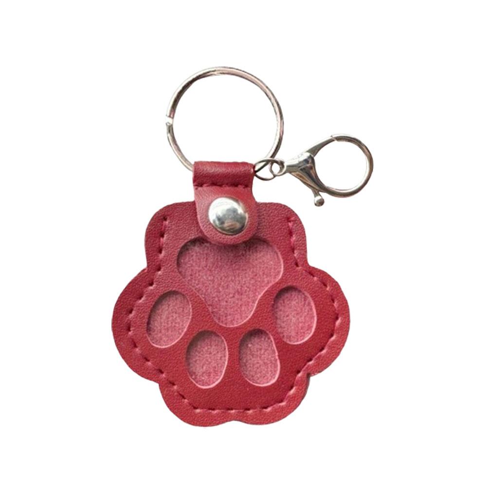 Cute Cat Claw Hair Keychain Creative Puppy Pet Hair Storage Bag Keyring PU Leather Dogs Paw Pendant Hanging Accessory
